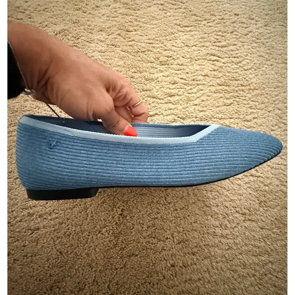 NWOT Blue VIVAIA Square Toe Box Flat Shoes Size 10.5